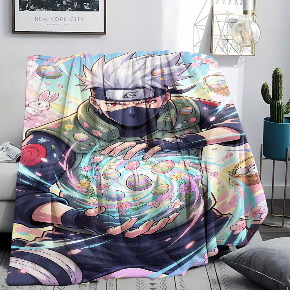 1Pc Ninja Easter Print Flannel Blanket, High quality Comfortable for All Seasons, Home Decor, Warmth and Comfort, Perfect for Christmas Gifts