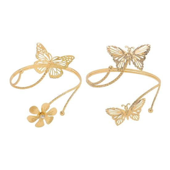 Open Arm Bracelet Adjustable Hollow Out Butterfly Shape Solid Color Flower Decor Anti-slip Lady Prom Party Cosplay Performance Jewelry
