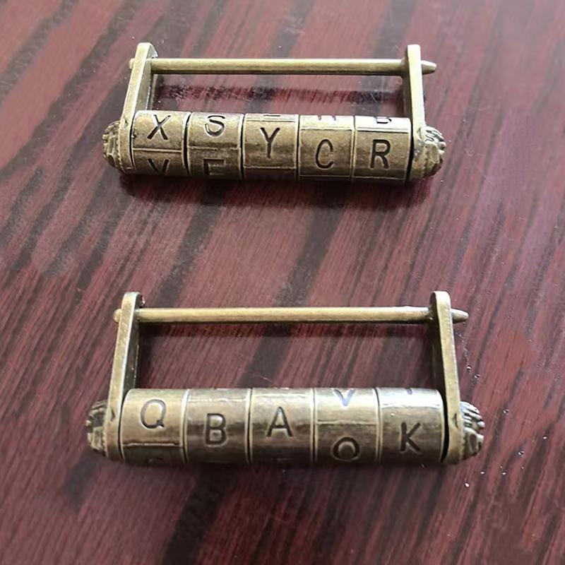 Chinese Retro Antique Vintage Combination Letter Password Lock Padlocks For Jewelry Boxes Valentine's Day Escape Room Props Gift