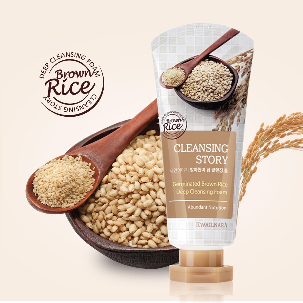 KWAILNARA Cleansing Story Глубоко очищающая пенка маш, проросший коричневый рис, алоэ, зеленый чай, черная фасоль, огурец, женьшень, улитка 120г (7 типов)