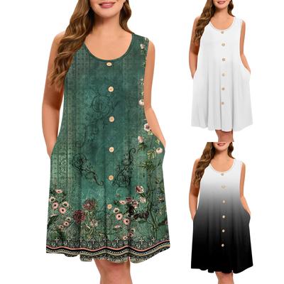 Летние платья для женщин Пляжные накидки Без бретелек Бохо Цветочный принт Сарафан