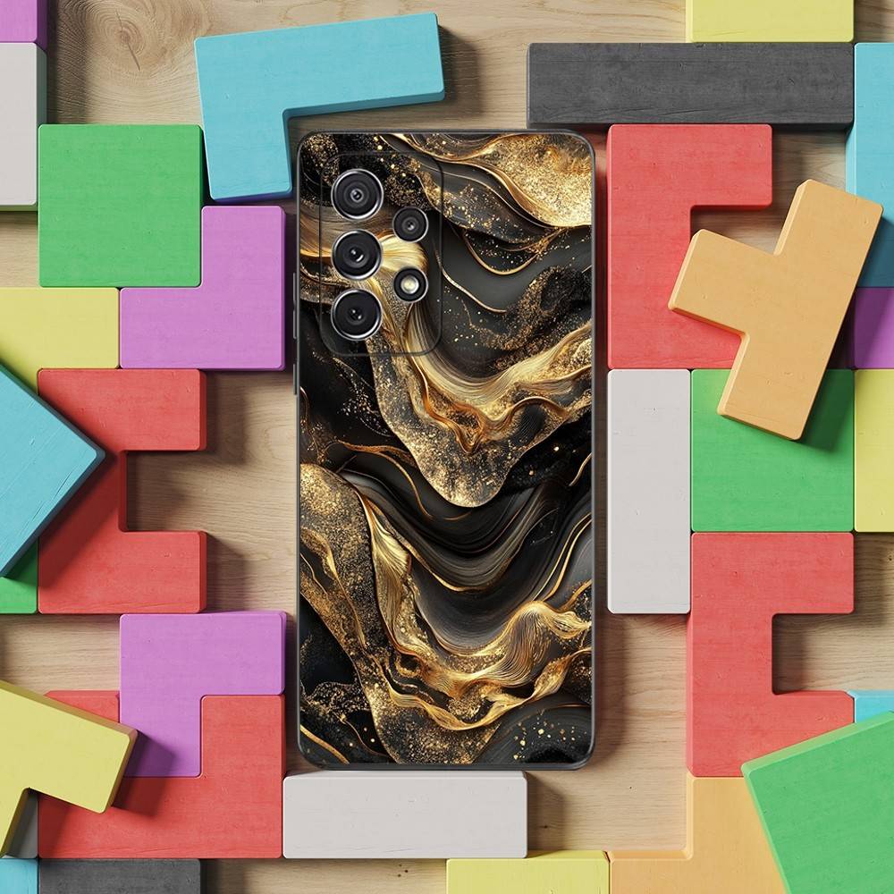 Black Gold Art Marble Phone For Samsung S22,S25,S24,S23,Ultra,FE,Plus,S21,S20,S10,S9,Lite,Soft Silicone Black