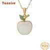 Танциз Стерлингового Серебра 925 Классическое Женское Нефритовое Ожерелье Кулон Циркон Модный Подарок