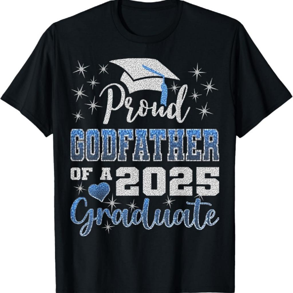 Super Proud Godfather of 2025 Graduate Awesome Family School T-Shirt