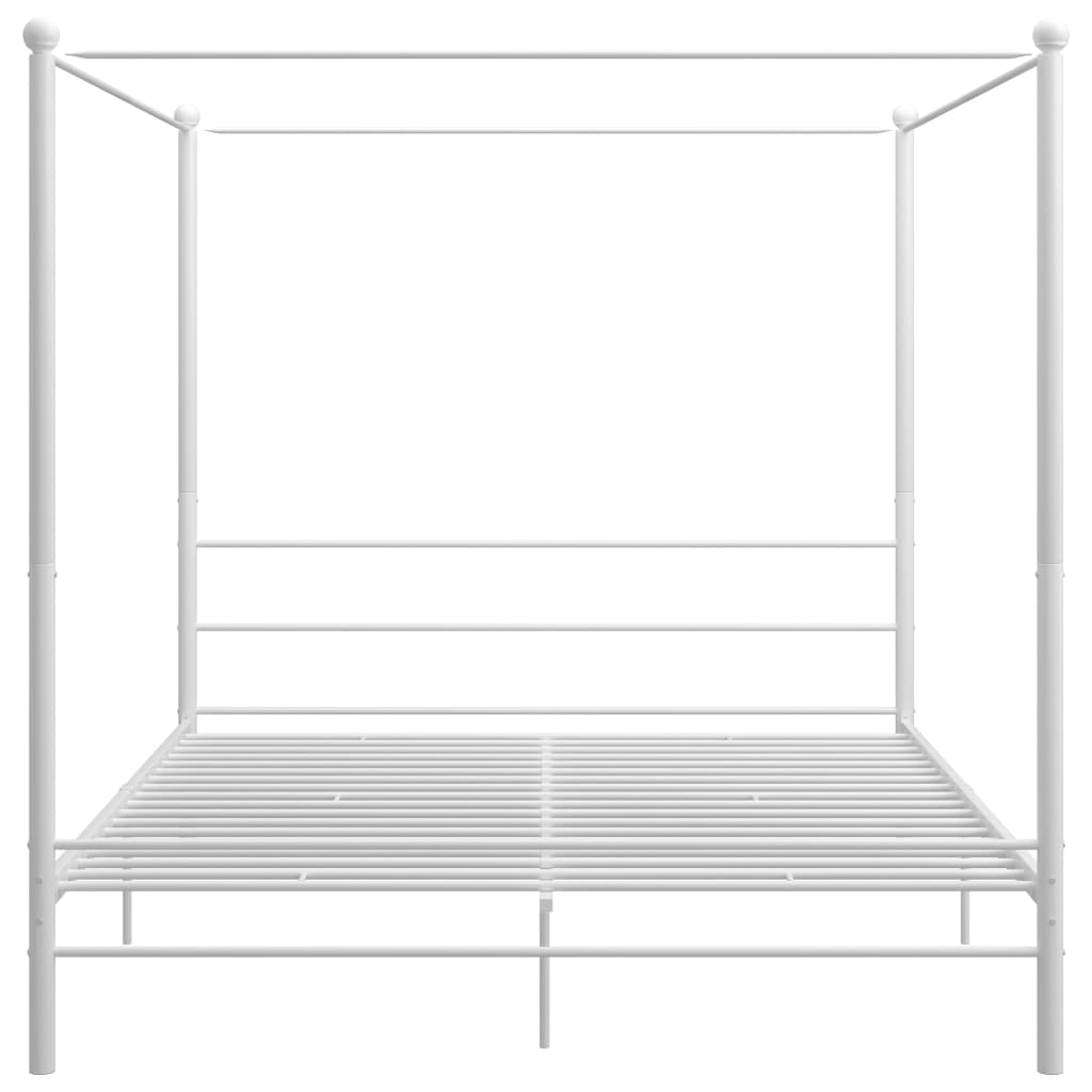 Белая металлическая кровать с балдахином 180x200 см