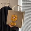 Корейская симпатичная сумка Ins Bento Bag Bag из мешковины для студентов, сумка-тоут для выхода, льняная сумка для ланча для женщин