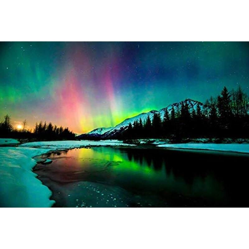 Round Diamond 5d Diy Full Painting Embroidery Mosaic Aurora Polaris Landscape Home Decoration Gift Handicraf