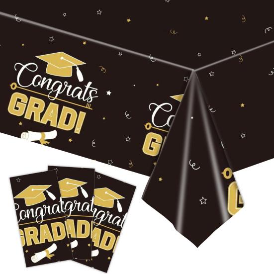 2 шт. одноразовая скатерть для выпускного бала, пластиковая водонепроницаемая скатерть для выпускного, декоративная шапочка, свитки, конфетти, принадлежности для ужина в канун Нового года