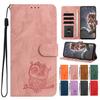 Embossed Owl Phone Case for Xiaomi Redmi Note 14 14S 13 12 12S 11 10 Redmi 14C 13C 12 12C 10C 9C Wrist Strap Wallet Case for Poco C75 C61 M7 X6