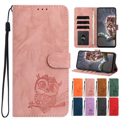 Чехол для телефона с рельефным рисунком совы для Xiaomi Redmi Note 14 14S 13 12 12S 11 10 Redmi 14C 13C 12 12C 10C 9C, чехол-кошелек с ремешком на запястье для Poco C75 C61 M7 X6