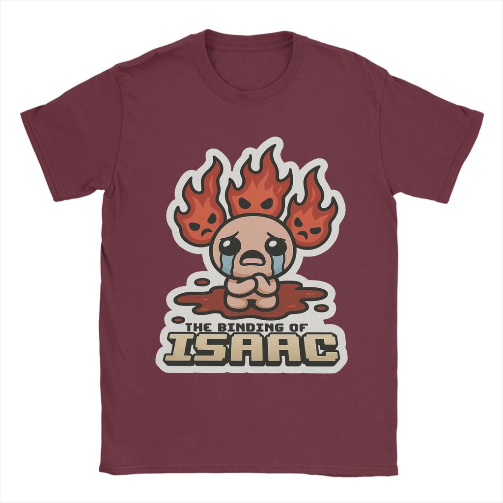 Футболка в стиле The Binding of Isaac с пламенем, унисекс, винтажная, хлопковая, с круглым вырезом, короткий рукав, одежда больших размеров