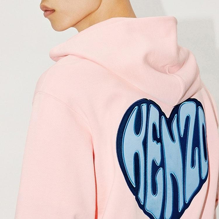 KENZO Sweatshirts Unisex Pink Hooded Moderate Straight Fit FD65SW0804MF-34