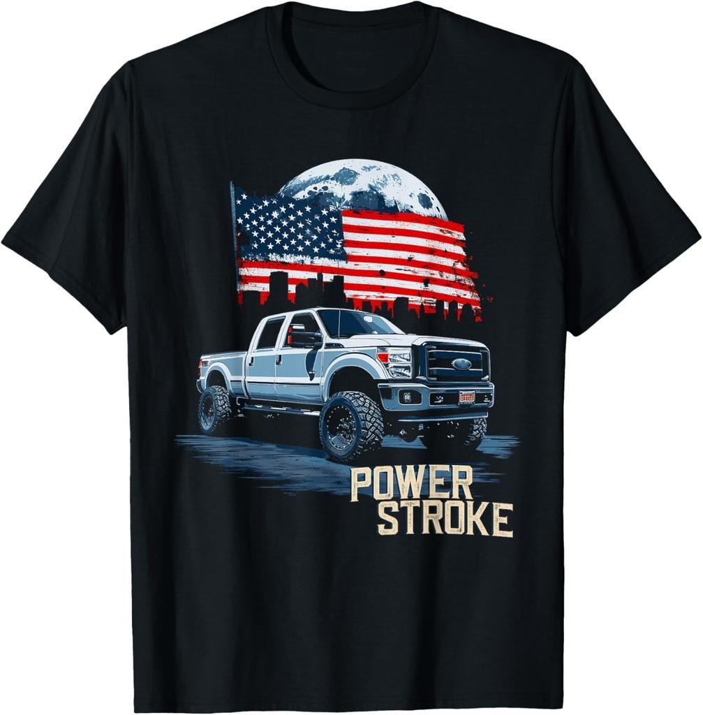 Powerstroke Patriotic Truck American Flag Diesel Truck Gift Unisex T-Shirt