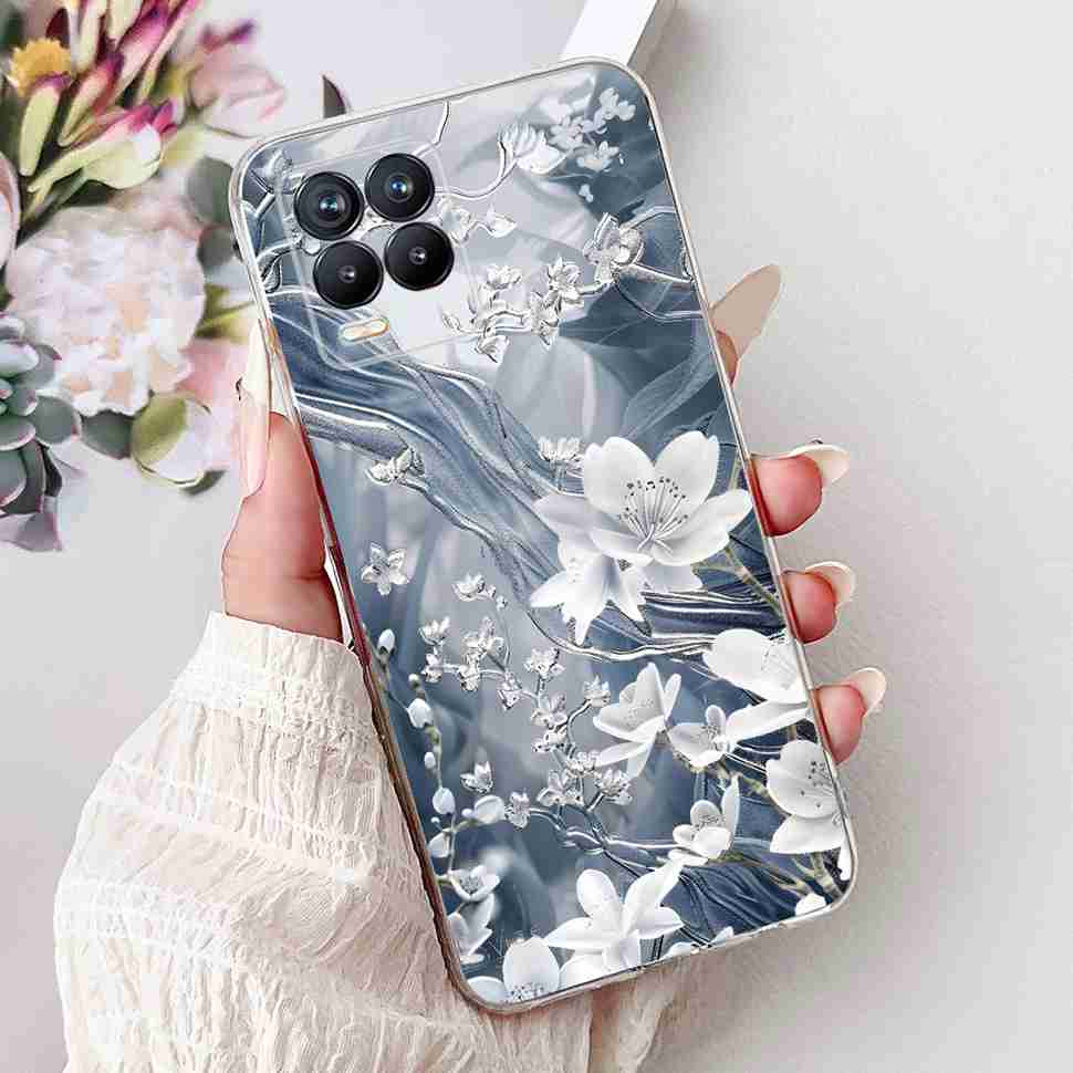 For Realme 8 4G RMX3085 Case Fashion Painted Flowers Soft Silicone TPU Cover For Oppo Realme8 realme 8 6.4" Phone Shell Bumper