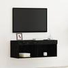 Black Oak Effect Wall Mounted LED TV Cabinet Set 80 x 30 x 30 cm