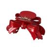 New Year Red Acetic Acid Bow Hair Claw Bownot Bownot Grab Clip Personalized Red Hair Clip  Girl