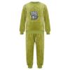 Unisex Kids Flannel Long Sleeve Round Neck Cat Dinosaur Print Pajamas Set Loungewear Homewear