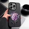 Темно-фиолетовый чехол для телефона с рисунком кристальной розы из кожи и текстурой для iPhone 16 Pro 15 14 13 12 Pro Max 11, ударопрочный мягкий матовый тонкий чехол из ТПУ