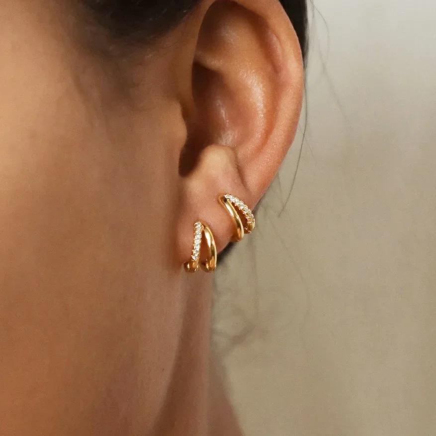 Fashion Stainless Steel Round Star Drop Earrings Set for Women Golden Plated Dangle Earring Punk Unisex Rock Jewelry
