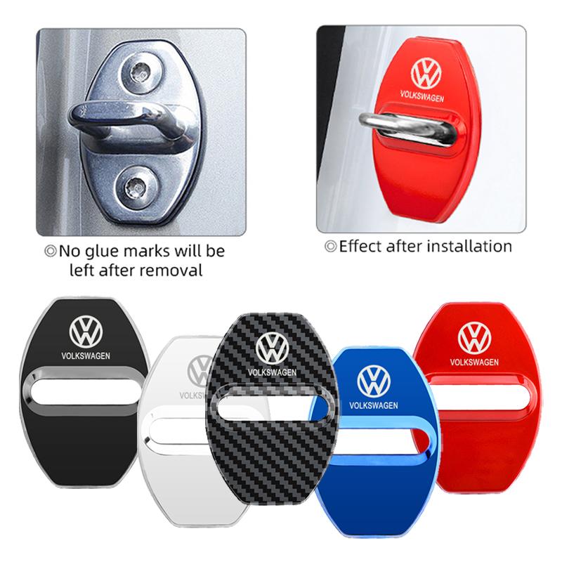 New 2026 Emblems 4Pcs For Volkswagen VW GTI Polo Passat Tiguan Sharan T-ROC Touran Jetta Bora Car Door Lock Protective Cover Case Sticker