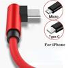 90 Degree Nylon Fast Charging L-shaped for IPhone Samsung Xiaomi HTC Huawei Mobile Phone Charger Cable