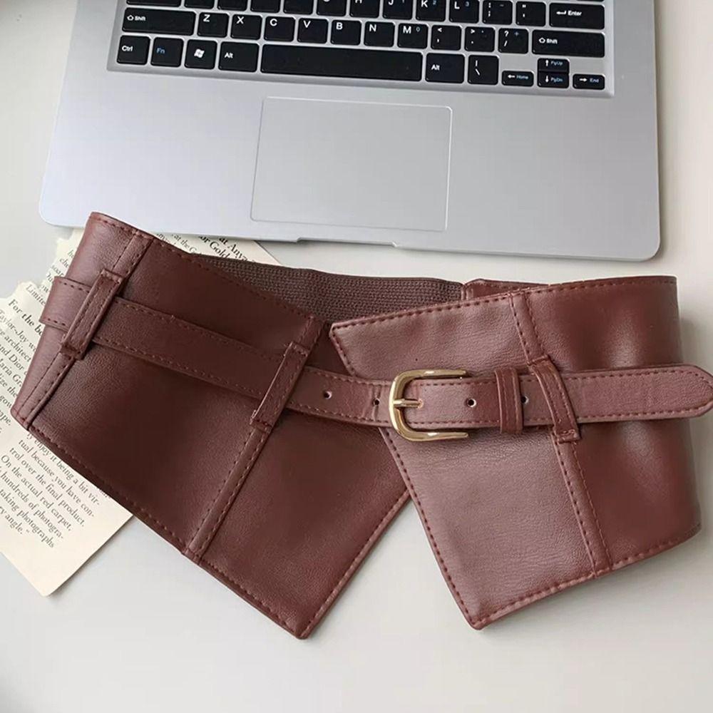 Wide Cummerbunds PU Leather Waistband Strap Fashion Waist Cover For Skirts Dress Top Sweater Coat