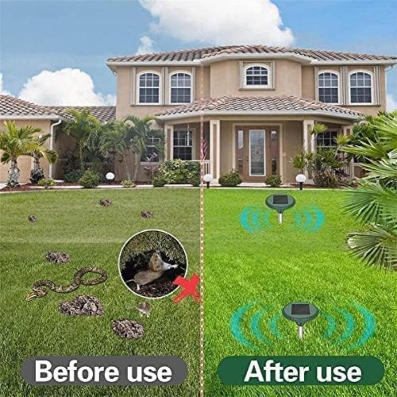 Set of 4 solar-powered ultrasonic defense devices - Effective against cats, dogs, foxes, wasps and more