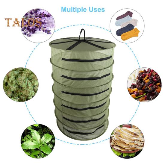 6-слойная складная полка для сушки трав из полиэфирной сетки с мешком на шнурке. Эффективная защитная сетчатая сушилка для быстрой и равномерной сушки.