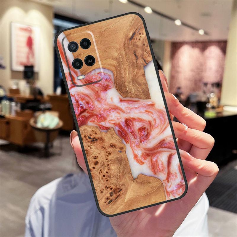 Деревянный кейс из смолы для Oppo A40 A60 A80 A18 A38 A58 A78 A98 A16 A76 A96 A15 A17 A77 A74 A94 A54 A57S Чехол