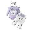 3Pcs Newborn Baby Girls Fall Winter Clothes 3M 6M 9M 12M 18M Elephant Print Long Sleeves Romper and Pants Headband Outfits