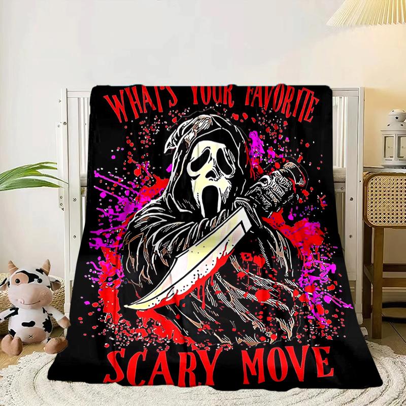 Ghostface Night Horror Blanket Flannel Blanket for bed, sofa, Camping, Hiking, Picnic Essentials, gift for family Fan gifts