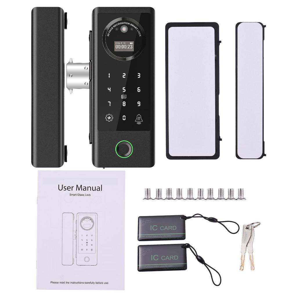 Умный замок Стеклянный дверной замок WiFi Дистанционная разблокировка TT APP Face Fingerprint Password IC Card Разблокировка