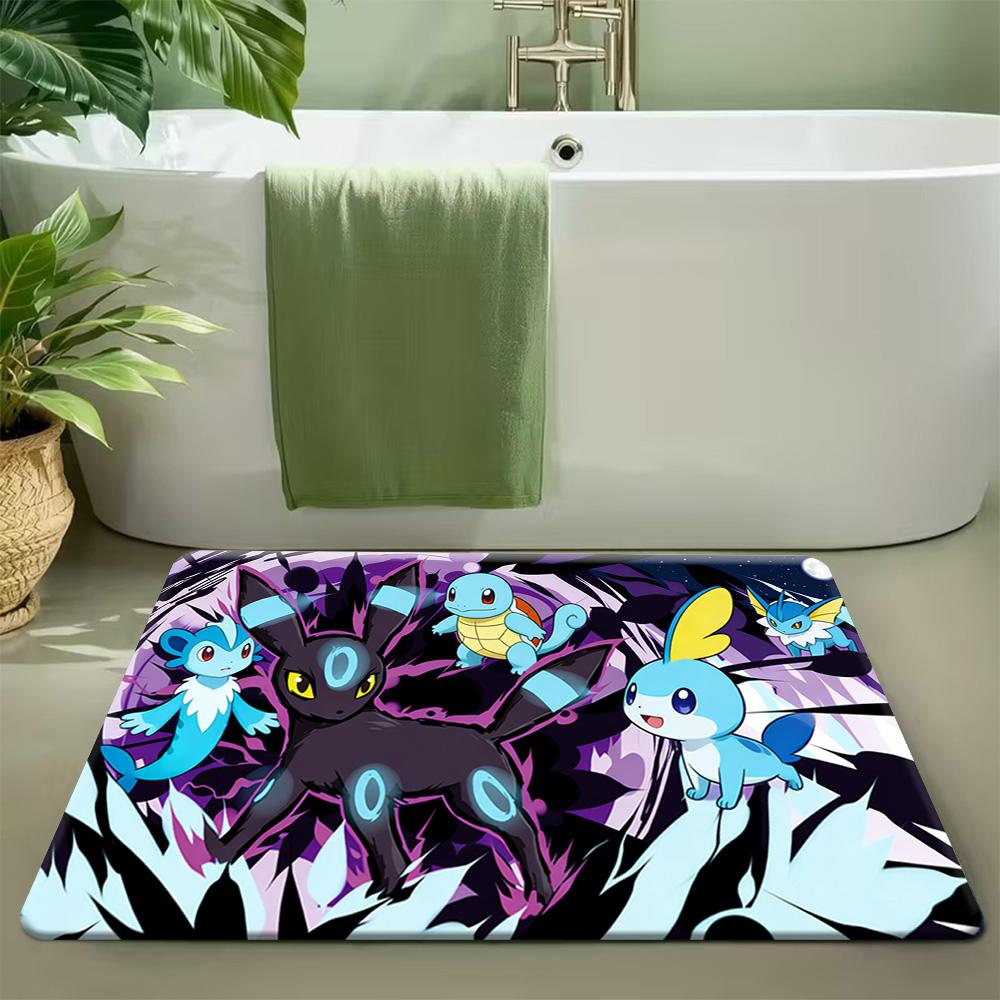 Pokemon Water Type Underwater Adventure Print Non-Slip Doormat, Absorbent Floor Mat for Home Decor
