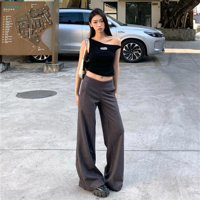 '' Slimming Flared Knit Pants Women Black Loose Casual Trousers Snow Fabric