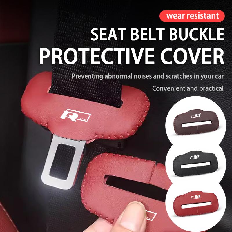 2/5pcs Leather Seat Belt Buckle Protective Cover Wear Resistant For Volkswagen VW Golf 4 5 6 7 GTI Tiguan Passat B5 B6 B7 CC