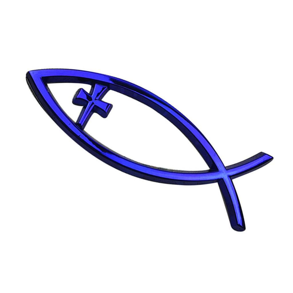Religious Cross Car Window Stickers Waterproof Jesus Fish Badge Christian Ichthys Fish Sticker for Laptops Refrigerators