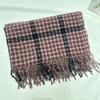 Women's Houndstooth Tassel Scarf - Autumn Winter Korean Style, Retro Warm Shawl