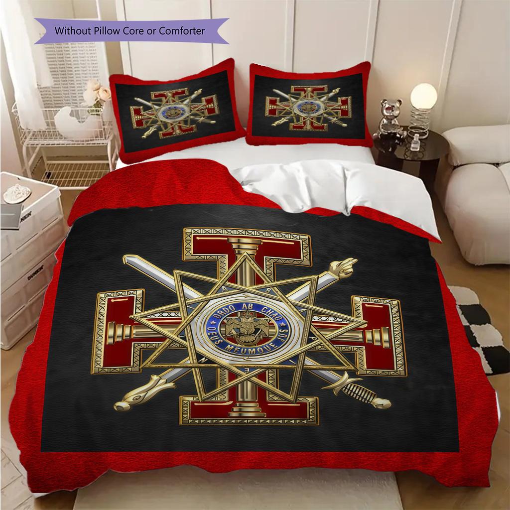 Modern Freemasonry bedding, duvet cover, pillowcase, home decoration, birthday gift (1 * duvet cover+2 * pillowcase, coreless)