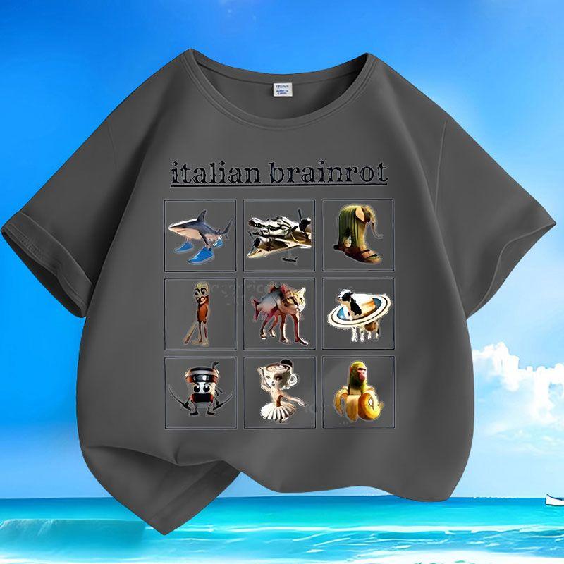 Детский повседневный тунтунгтунгсагур деревянная фигурка Шань Хай Цзин топ, летний свободный топ для мальчиков и девочек