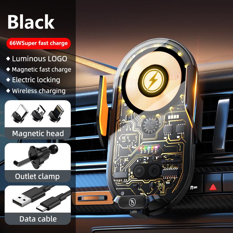 Новая прозрачная магнитная рамка для навигации по транспортному средству, автомобильное беспроводное зарядное устройство 66 Вт, супер быстрая зарядка, автомобильный держатель для телефона