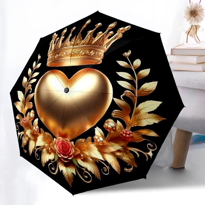 Элегантный Складной Зонт-Трость Noble Crown Модный Автоматическое Открытие 8 Железных Спиц Пластиковая Ручка Складной Зонт от Солнца Идеальный Рождественский Подарок