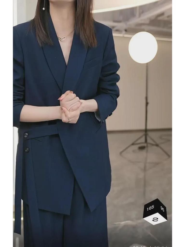 2024 Весна/Осень Большой размер Стиль невестки Свободные брюки широкого кроя Костюм-двойка для женщин