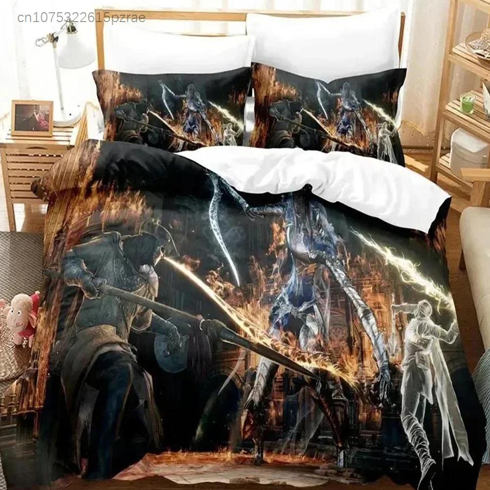 3D Print Game Dark Souls Bedding Set Duvet Cover Bed Set Quilt Cover Pillowcase Comforter King Queen Size Boys Adult Bedding Set
