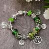 Браслет удачи, глазурованное дерево жизни, зеленый искусственный кристалл, винтажный, своими руками