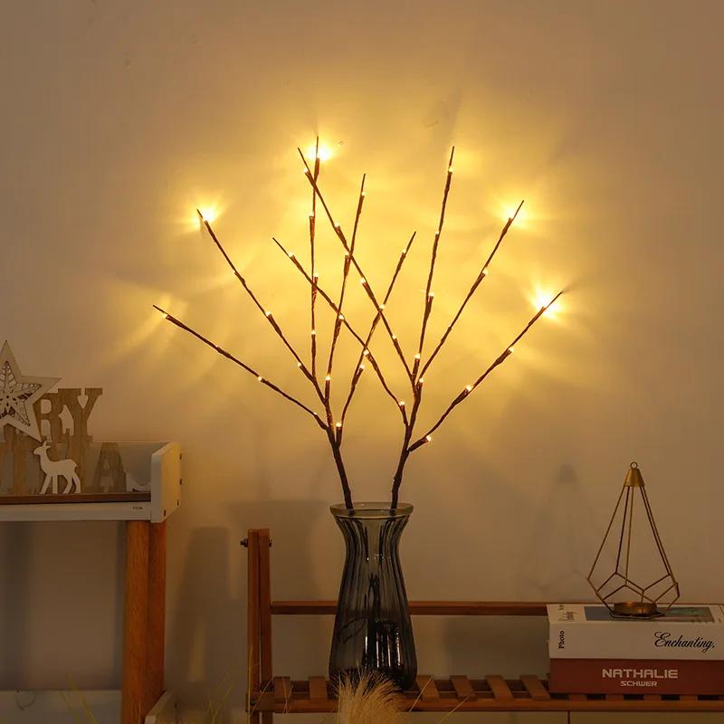 1pc Artificial LED Branch Light Battery Operated Lighted Branches Vase Filler Romantic Party Christmas Decoration Warm White
