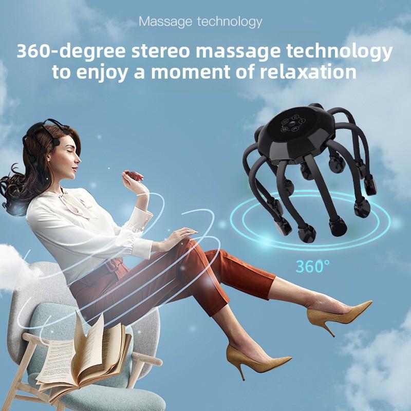 Head Massager Octopus Automatic Multi-dimensional Vibration Scalp Dredging Relaxation Massager Bluetooth Model