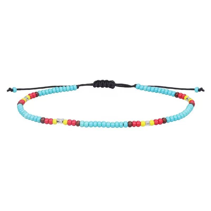 Ручная работа Богемный многоцветный веревочный красочный рисовый браслет из бусин восковая нить плетеный браслет дружбы для женщин вечеринка