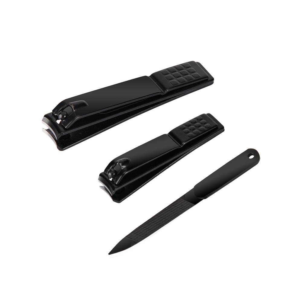 HongStars Luxury Carbon Steel Nail Clippers Portable Set with 4pcs Black Nail Clippers Manicure Set Includes Nail File