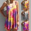 Women's Plus Size Summer Tie-DyeIrregular Hem Casual Swing Tee Tank Dress