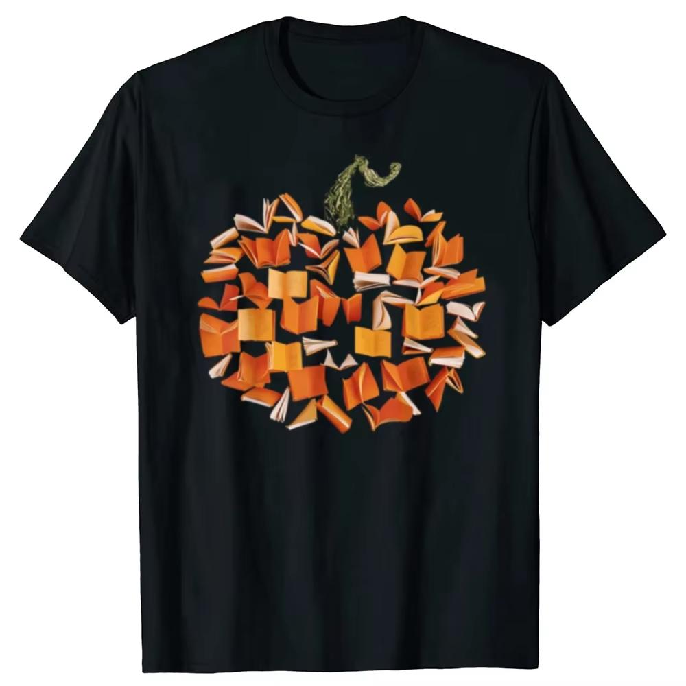 Pumpkin Made of Books Fall Reader T-shirt